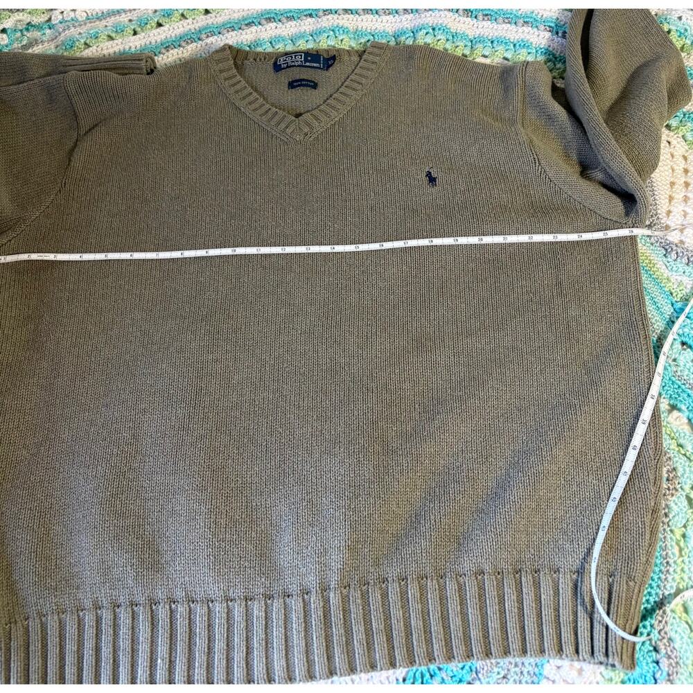 Vintage Polo Ralph Lauren Cotton V-Neck Knit Sweater Old Money, Y2K, Preppy XL - Picture 9 of 9